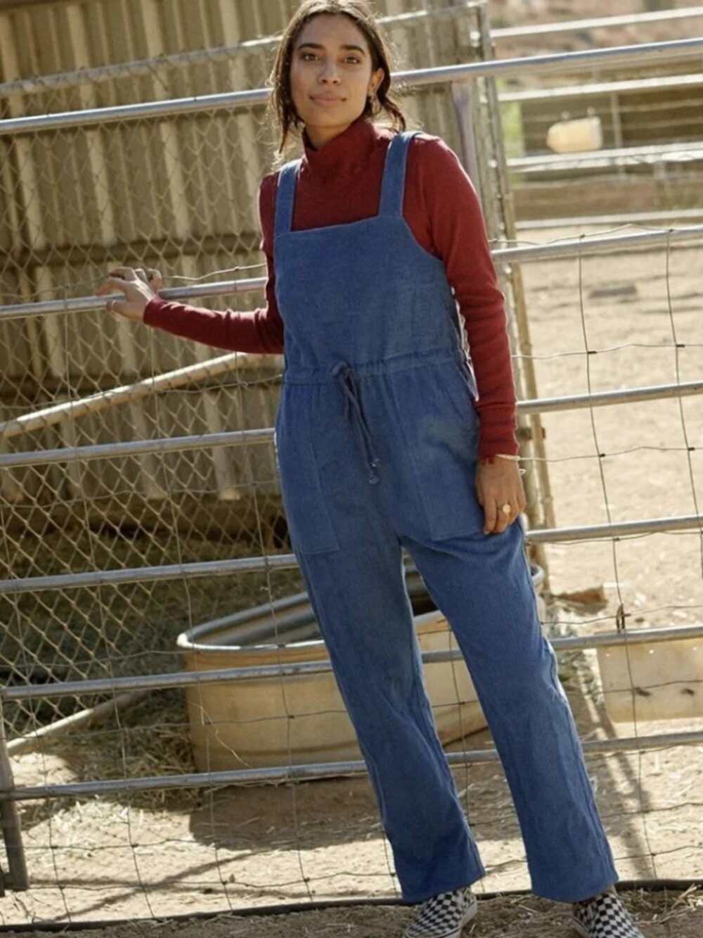 Back Beat Co. Plant Dyed Corduroy Overalls Blue Women's Size Large